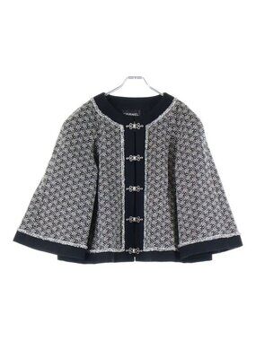 Chanel 15 AW Coco Mark Turnlock All Over Pattern Jacquard Flare Sleeve Crew Neck
